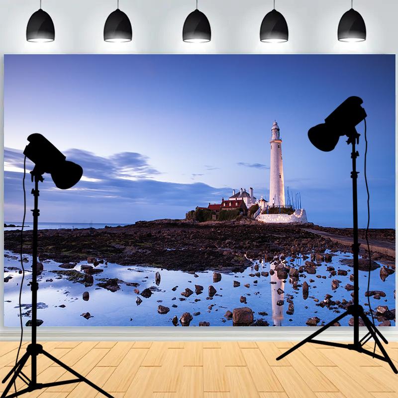 Marine Lighthouse Sailboat Theme Photography Background Wall Decor Romantic Healing Backdrops Portrait Photo Props LH-11