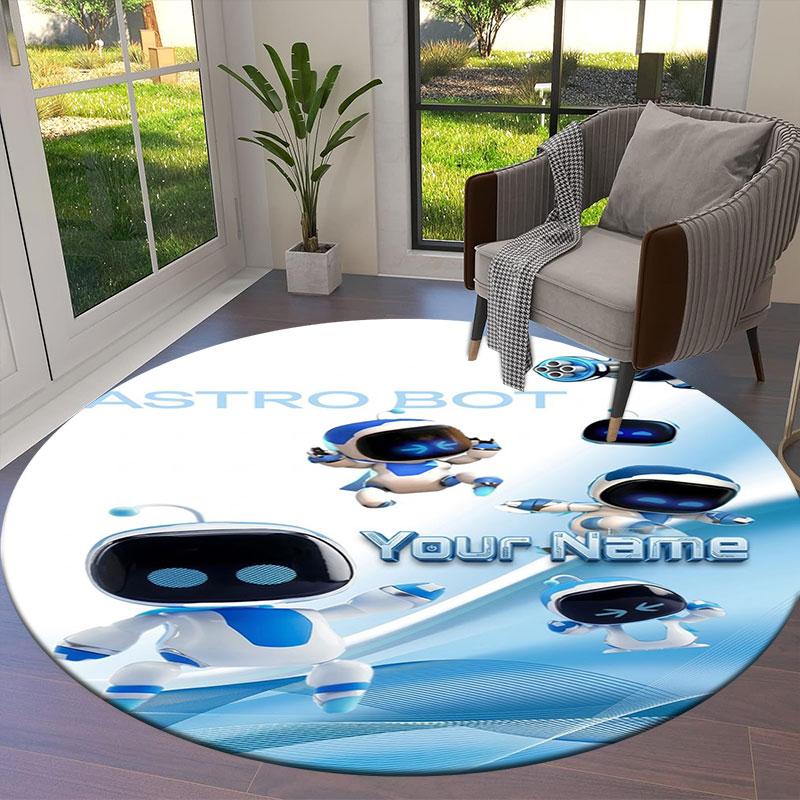 ASTRO BOT Custom Name Round Area Rug,Carpet Rug for Living Room Bedroom Sofa Playroom Decor,Non-slip Floor Mat