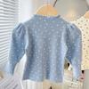 Adorable Trendy Girls Long Sleeve Shirts with Half High Collar Puff Sleeves Ideal for Playtime and School Days in Spring Autumn