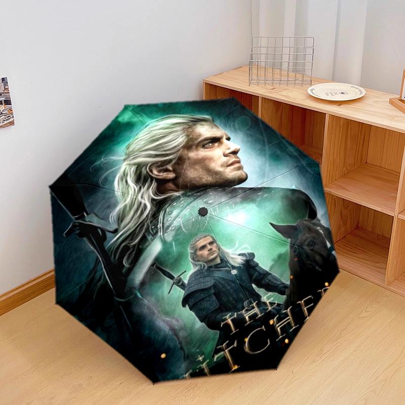 Witcher: Dark Warrior Automatic Umbrella - Suitable Travel Outdoor Portable Umbrella Birthday Gift Daily Essentials