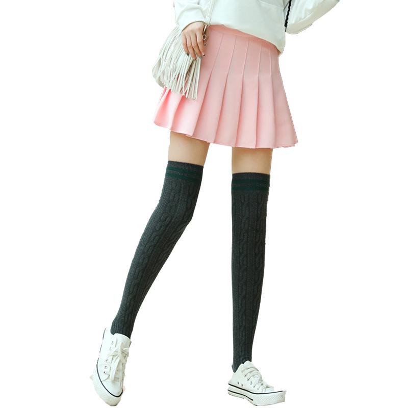 Japanese-Style High-Top Lace Knit Over-the-Knee Thigh High Cotton Socks and Leg Warmers for Women