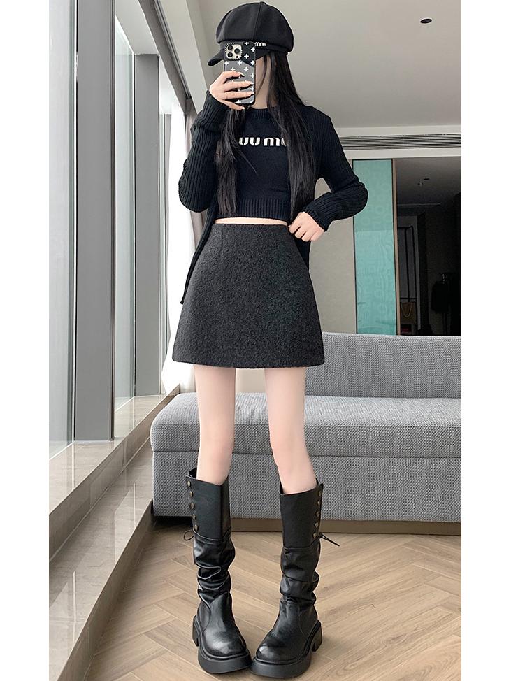 2025 New Autumn/Winter Velvet-Lined Wool Skirt: Thick, Warm, and Fashionable Hip-Wrap Design