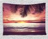 Tropical Sunset Beach Landscape Photo Tapestry Wall Hanging Fabric Poster Coastal Paradise Ocean View Room Decoration Gift