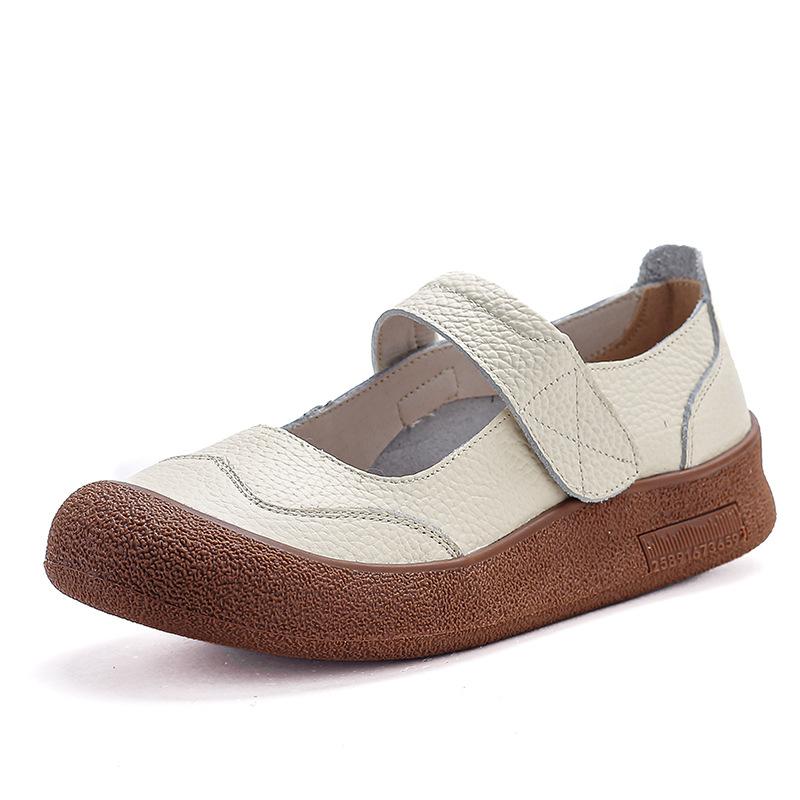 Fashion New real cowhide leather flats women's luxury long walking shoes woman vintage flat moccasin thick durable  loafer slip ons