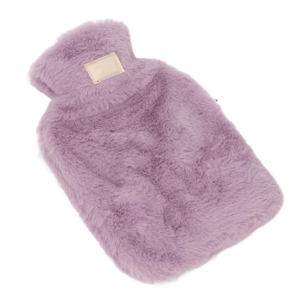 PVC Hot Water Bag with Soft Plush Cover Leakproof Winter Warm Bed Warmer Water Bag 1000ml Purple