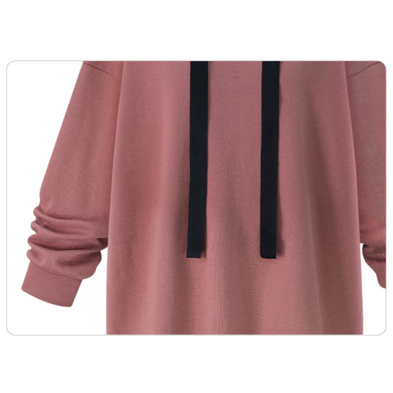 Tooxika Women's Autumn and Winter New Casual Hooded Long-sleeved Solid Color Mid-length Sweatshirt