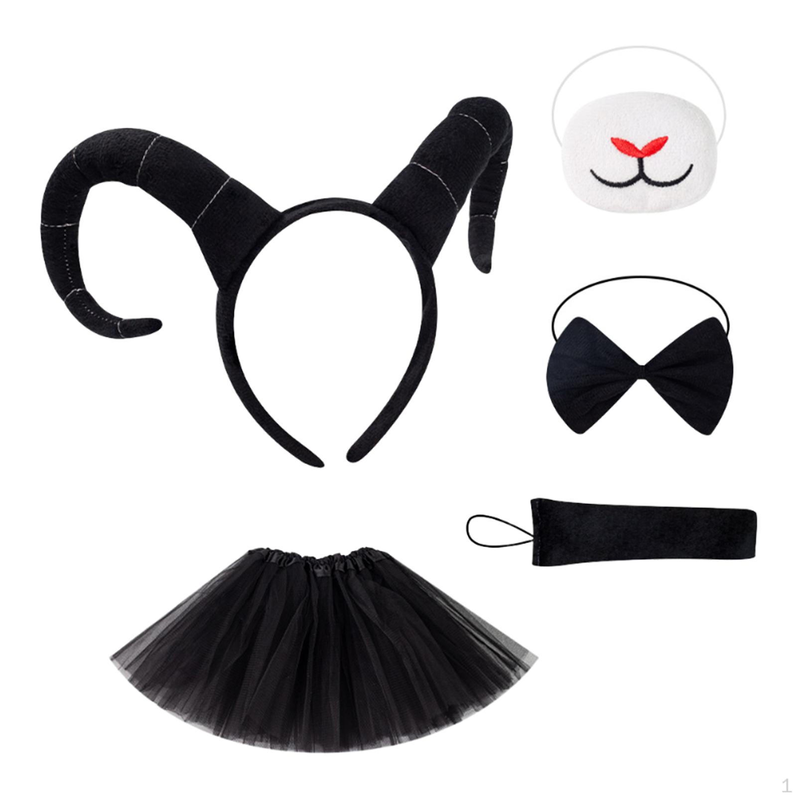 

Повязка на голову с рогами антилопы, костюм животного с бантом и хвостом, юбка для выступления на Хэллоуин чёрный