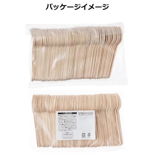 Strix Design Wooden Dessert Spoons, 100 Pieces, Natural Wood, 10.8cm, Unbleached, Disposable, for Commercial Use, Outdoors, Cafes, Events, White Birch