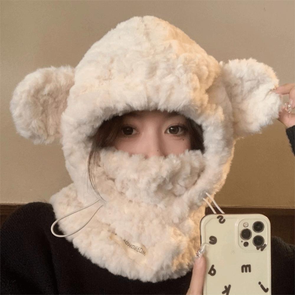 Ear Protection Winter Plush Hat Windproof Girl's Hat Hooded Scarf Fashion Earflap Bonnet Hat