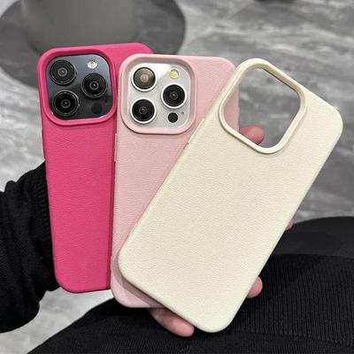 Lüks Mat Yumuşak Deri Şeker Telefon Kılıfı iPhone 16 15 14 Plus 13 12 11 Pro Max için Lens Korumalı Darbeye Dayanıklı Silikon Kılıf