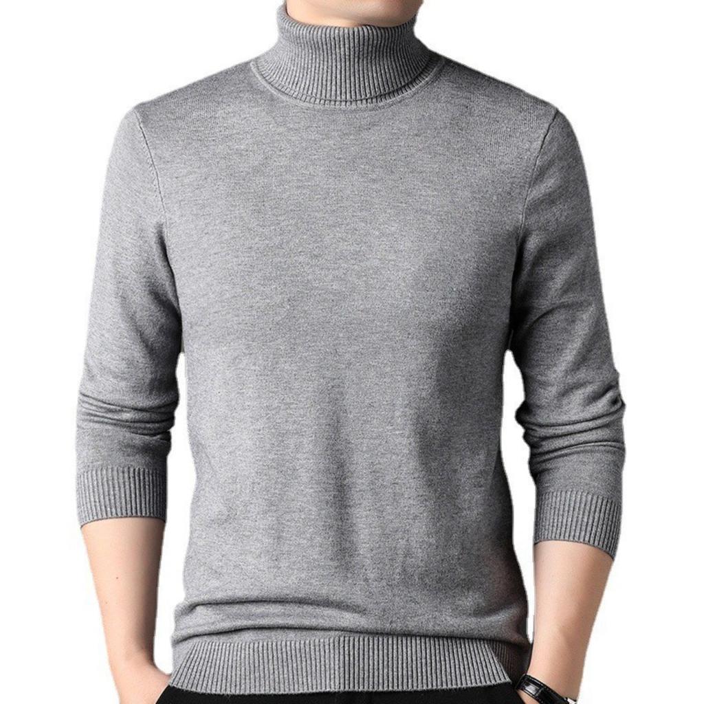 Winter Sweater Men's High Neck Solid Color Thick Loose Casual Versatile Knitted Sweater Men's Top