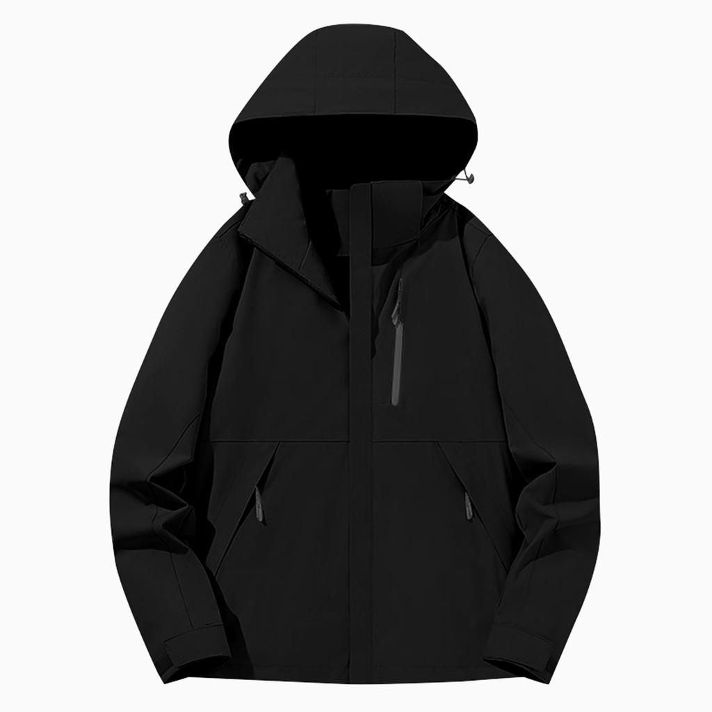 Women Solid Stripe Rain Jacket Outdoor Plus Waterproof Hooded Raincoat Windproof