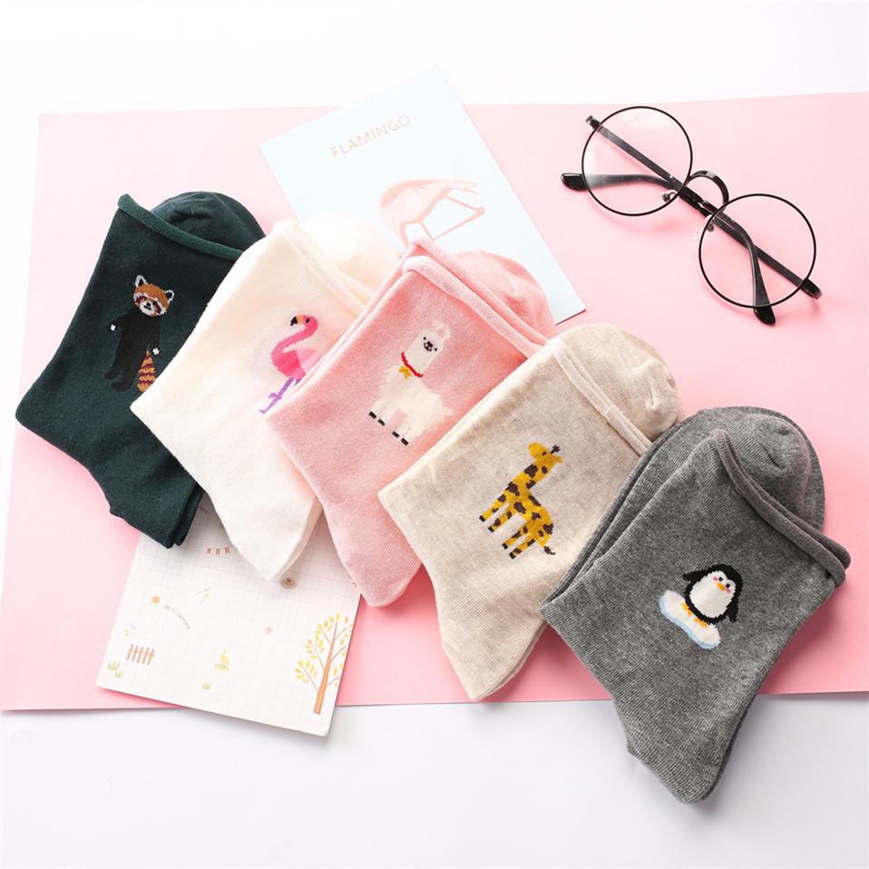 New Cotton Ankle Flamingo Socks Women Harajuku Woman Funny Sock Winter Wine Sock Happy Girl Sock