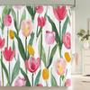 1 Pack Watercolor Tulip Flowers Pattern Polyester Material Shower Curtain Bathroom Partition Curtain Home Decorative Curtain