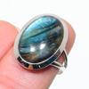 Naturlig Labradorit Ädelsten 925 Massiv Sterling Silver Smycke Ringstorlek 7 u3u97