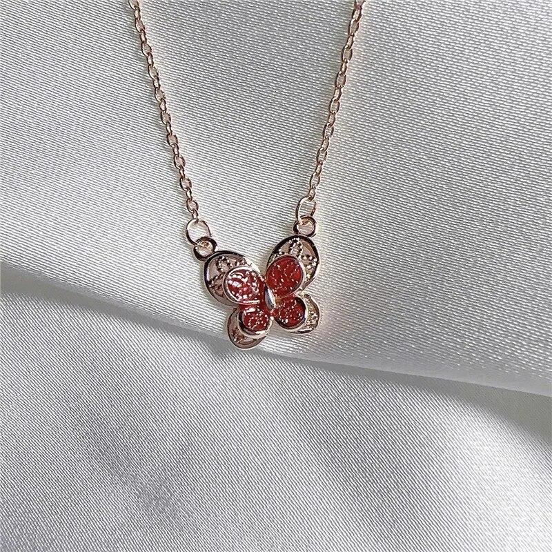 2023 Crystal Zircon Bow Knot Heart Pendant Necklaces Y2K Pink Heart Ladies Girls Fashion Elegant Clavicle Chain Women Jewelry