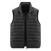 Men's Solid Color Fleece-lined Zip-up Vest, Stand Collar, Sleeveless, Outdoor Casual Warm Vest Jacket