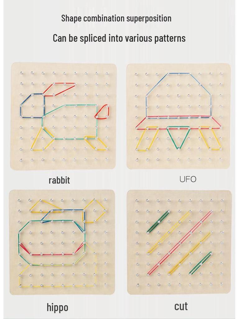 Montessori Geometric Pegboard: Creative Early Education Math Development Wooden Toy for Children.