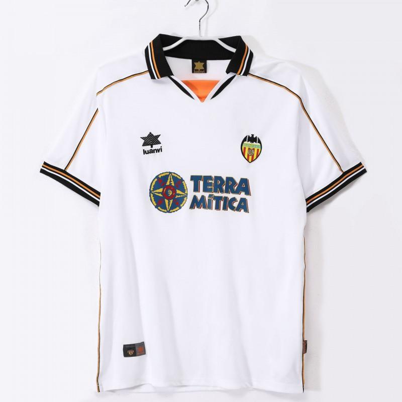 Camisa de Futebol Vintage do Valencia FC Masculina Feminina Manga Curta Top de Futebol Retrô 1999 2000 2006 Uniformes Streetwear Casual