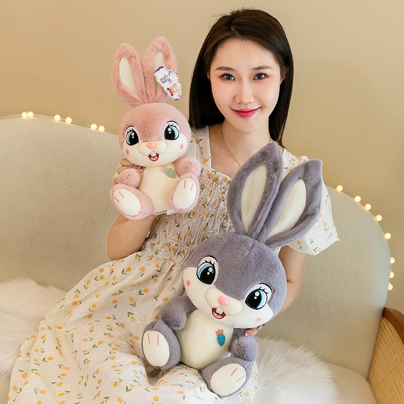 Long Ears Sweet Rabbit Plush Toys Grinning Rabbit Pillow Office Companion Doll Home Decoration