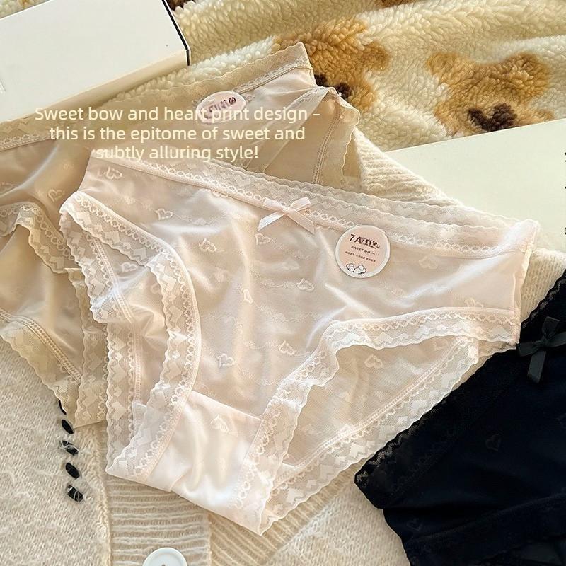 Ladies Summer Ultra Thin Sweet Lovely Lace Cotton Crotch Triangle Briefs