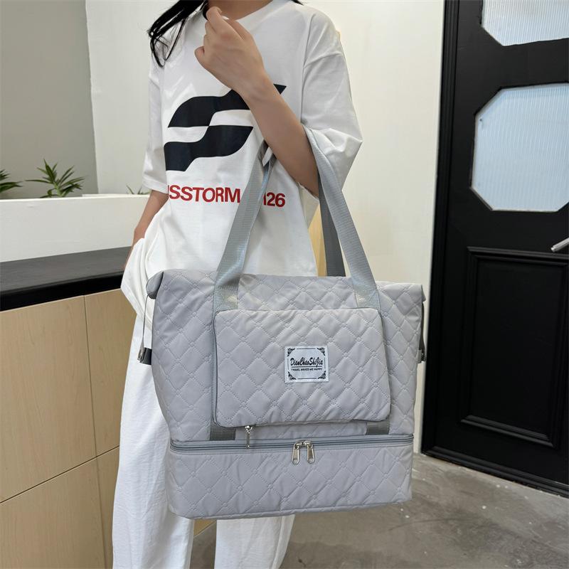 Foldable Wet and Dry Separation Sports Fitness Bag with Shoe Compartment Diamond Going Out Portable Travel Bag Can Be Set with Tie Rod