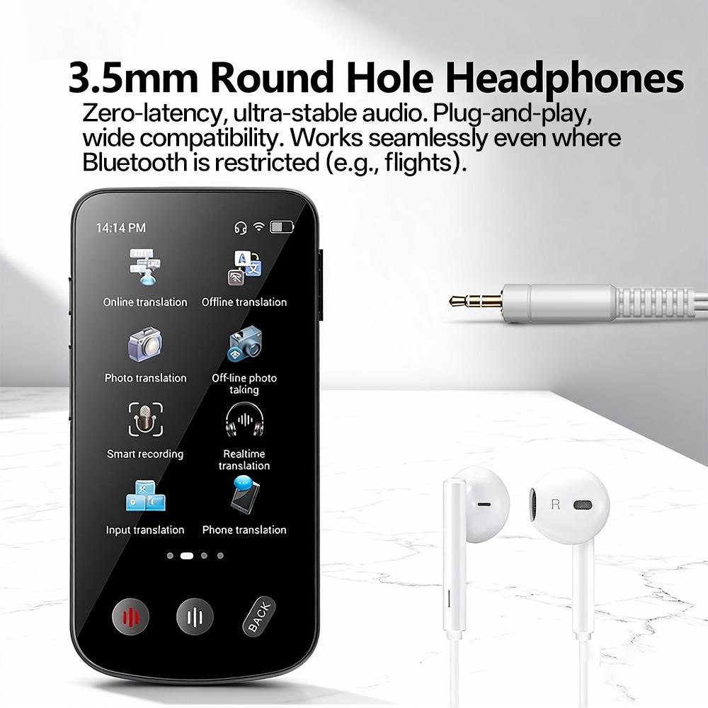 Portable T27 160 Languages Translator Device 4G Sim 2+16GB Voice Photo Translate AI Real Time Online Offline Translation for Travel Globally Universal