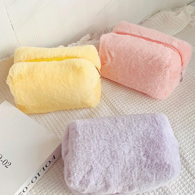 Macaron Plush Pencil Case With Hand Strap For School And Travel Use