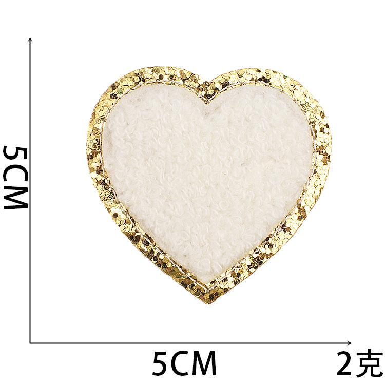 Hot-Selling Color Love Towel Embroidery Cloth Sticker Grit Embroidery Cloth Sticker Heart Patch Sticker Chenier Lightning Embroidery Chapter