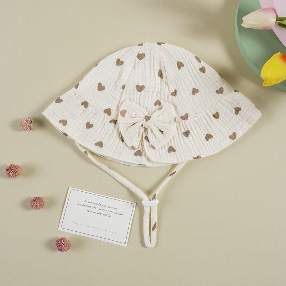 Love Heart Toddle Bucket Hat Cotton Infant Fisherman Hat Comfortable Baby Sunhat  Boy
