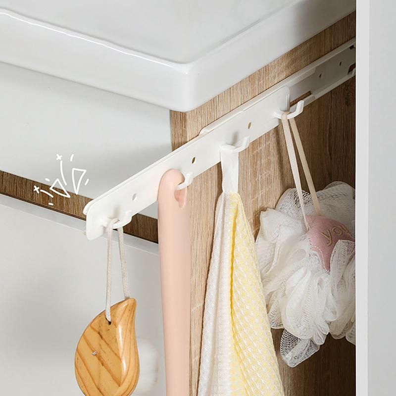 Slide Stretch Hook Wall Mounted Gap Expansion Sticky Hook Towel Hanger Kitchen Bathroom Space Saving Storage Hooks