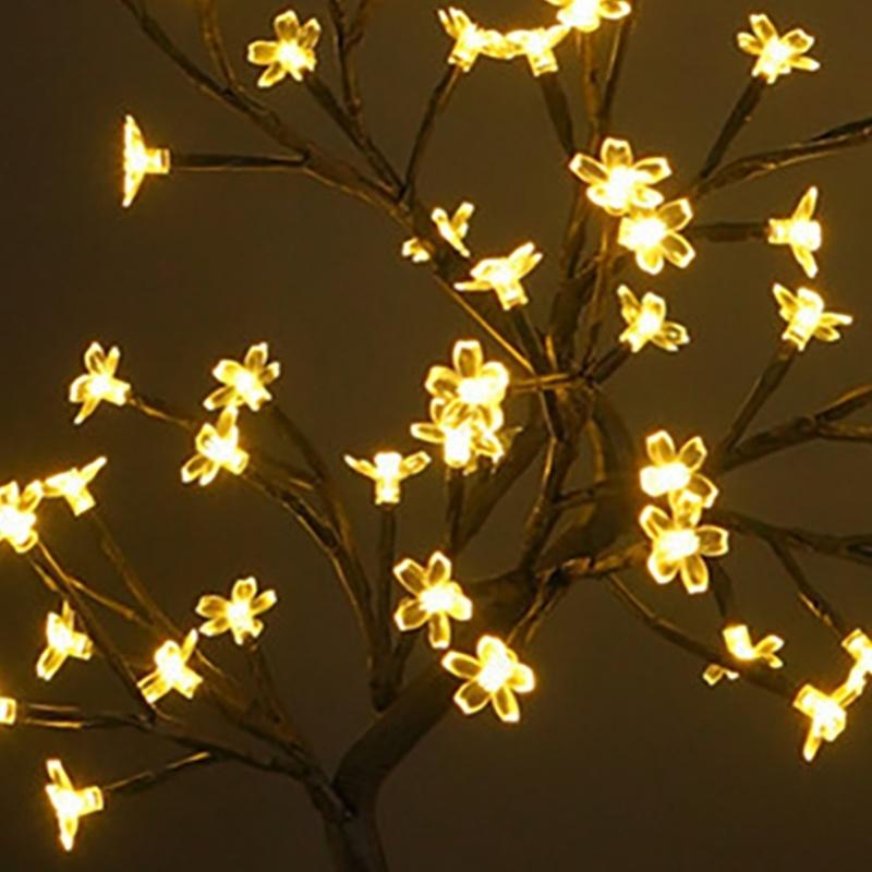 LED Tabletop Bonsai Tree Lamp USB Tree Lamp Christmas Bedroom Decoration Table Night Light White 24 Lights Sakura