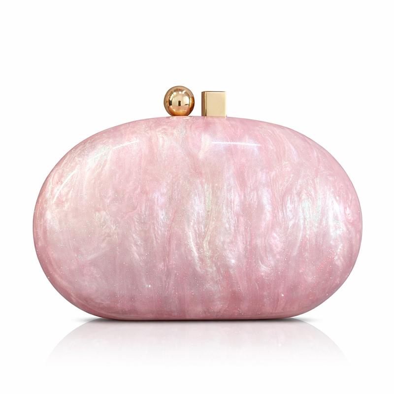 

Oval Pearlescent Clutch Shoulder Acrylic Crossbody Evening Bag Fashion Ladies Handbags Woman Luxury Famous Brands Purse New In 20x12.5x8.5cm розовый