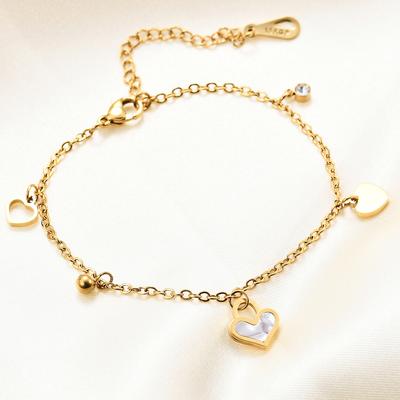 Ins Style Fashion Titanium Staal All-Match Heart Hollow Shell 16,5 cm armband voor dames