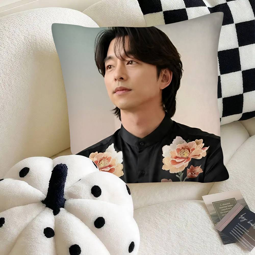 Korean Actor Gong Yoo Pillow Case Fashion Square Pillowcase Bedroom Sofa Room Ins Decoration Leisure