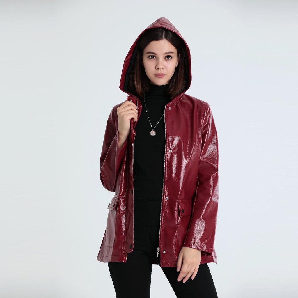 agnese hooded leather jacket