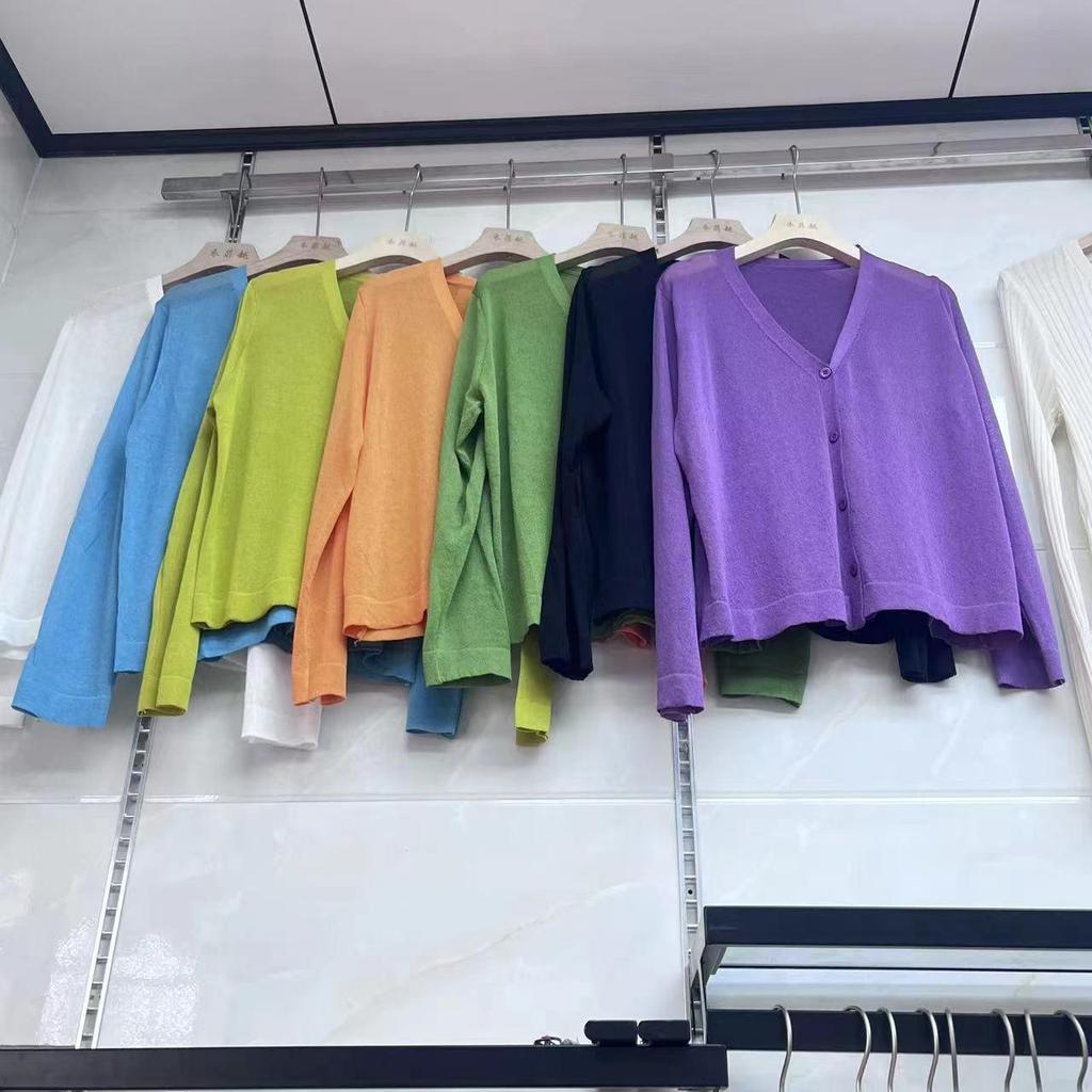 2024 Korean Style V-Neck Loose Knit Cardigan - Spring & Autumn Women's Long Sleeve Outerwear