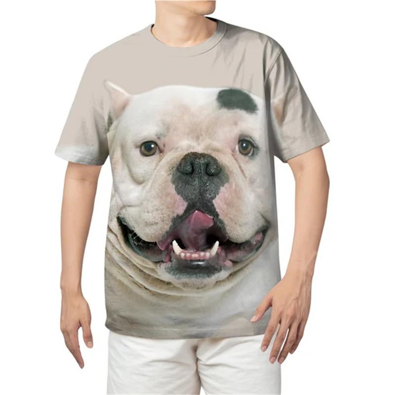 3D Printed Pet Bulldog Animal Print T Shirt For Men Y2k Fashion Fun American Bully