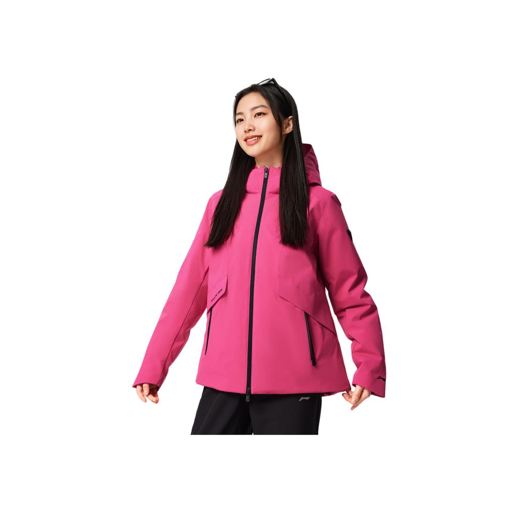 Li Ning Fitness Series Windproof Waterproof Hooded Simple Logo Comfortable Versatile Down Jacket Women Jacket AYMV402-9