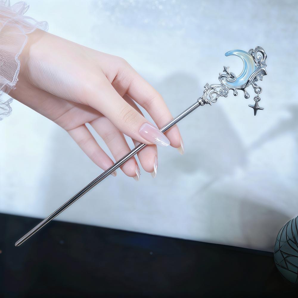 

Vintage Black Moon Hair Stick for Women Girl Elegant Hairpins For Bun Updo Metal Chopstick Hairstyle Hair Accessories