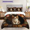 Getigertes Katzenmuster Bettwäsche Steppdecke Set Bettbezug Kissenbezug Heimdekoration Geburtstagsgeschenk (1 Bettbezug + 2 Kissenbezüge, ohne Füllung)