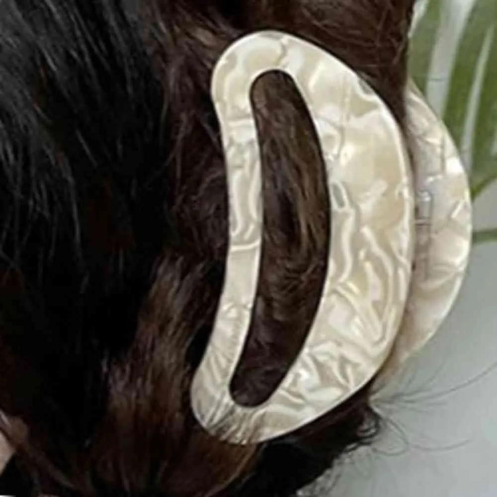 Ian Women s Marbling Hair Clip 2-Piece Set Updo Clip Women s Hair Clip Half-Up Clip Ivory + Black