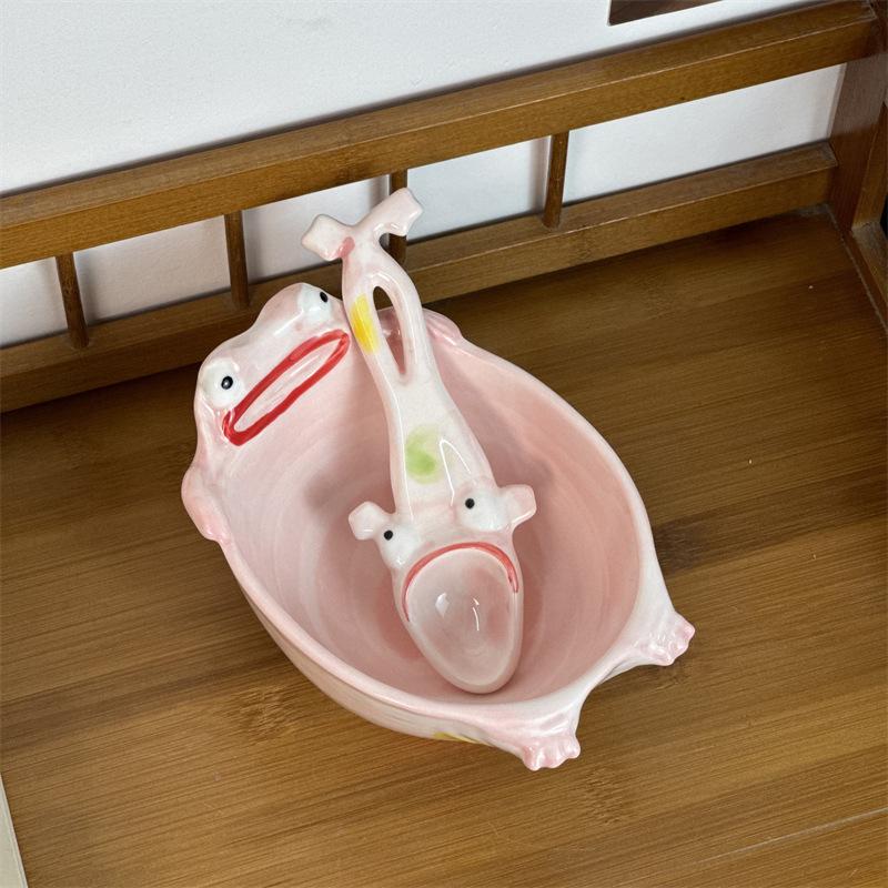 Ciotola Rana Personalità Astratta Divertente Grande Capacità Ciotola da Dessert Bizzarra Ceramica Ciotola per Riso Regalo Regalo Amico Ciotola per Riso