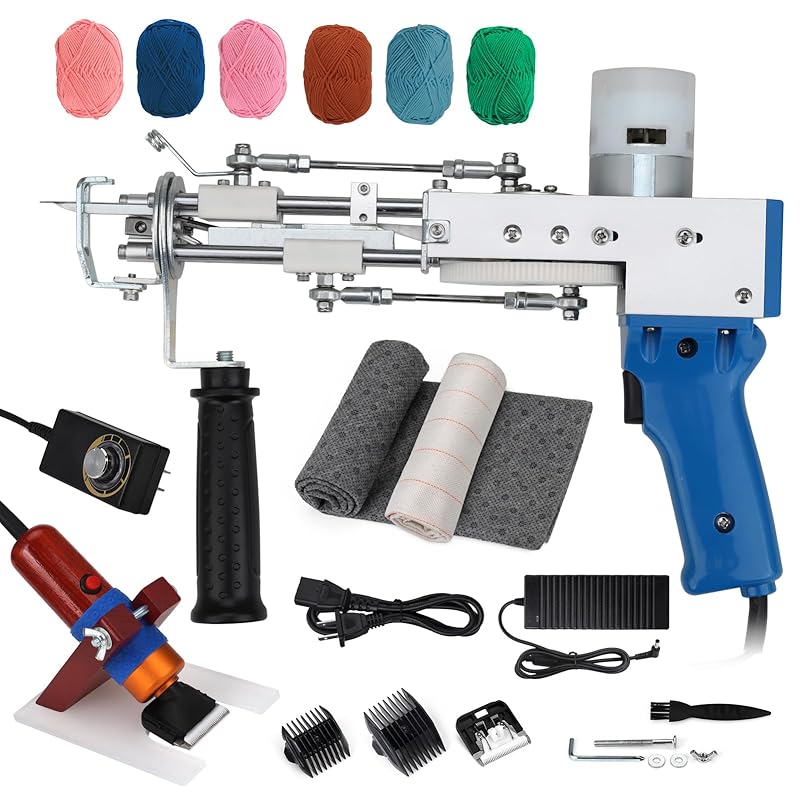 

JTVTW tufting gun rug knitting machine Digital display and speed control with carpet trimmer (blue)