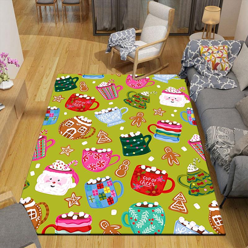 1Pc Santa Claus Reindeer Rug Office Carpet Indoor Outdoor Doormat Nonslip Soft And Comfortable Living Room Christmas Halloween Gift D91817