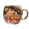 10oz Christmas Painted Mug Winter Scenery Painted Mugs Stained Glass Holiday Drinking Coffee Cup for Cafe Home Bar Decor