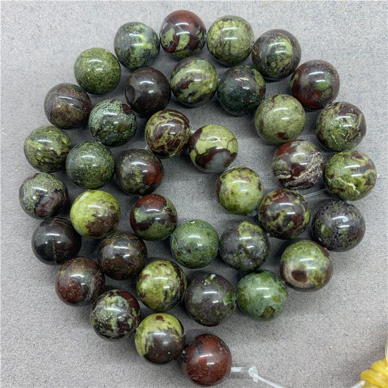 Natural Stone Gemstone  Bloodstone Round Loose Beads DIY Bracelet Necklace Accessories