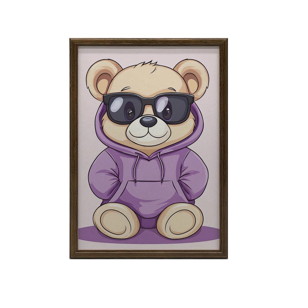 Plakat Miś W Fioletowym Hoodie Plakat Miś W Fioletowym Hoodie, 70X100 Cm, Bez Ramy, Płótno Premium Na Blejtramie