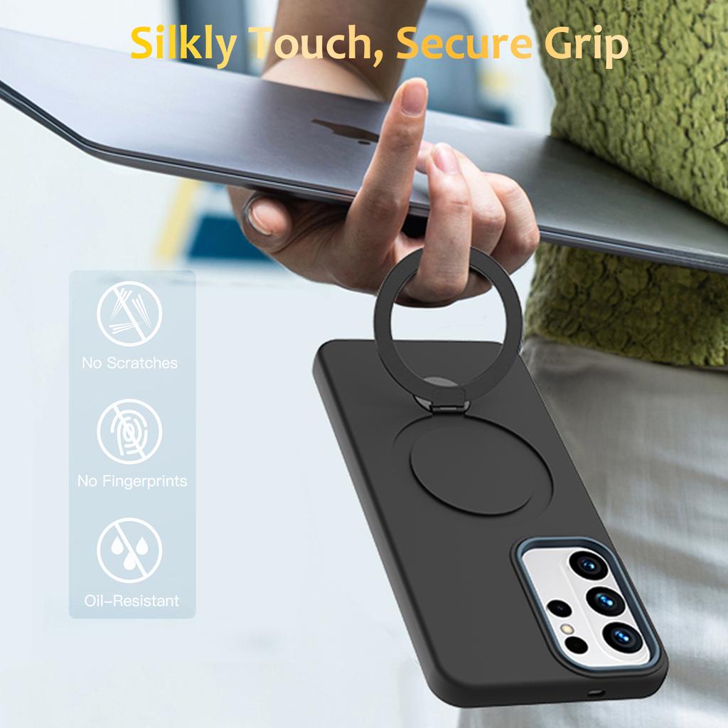 For Samsung Galaxy S26 Ultra Magnetic Case Rotating Ring Kickstand TPU + PC Back Cover