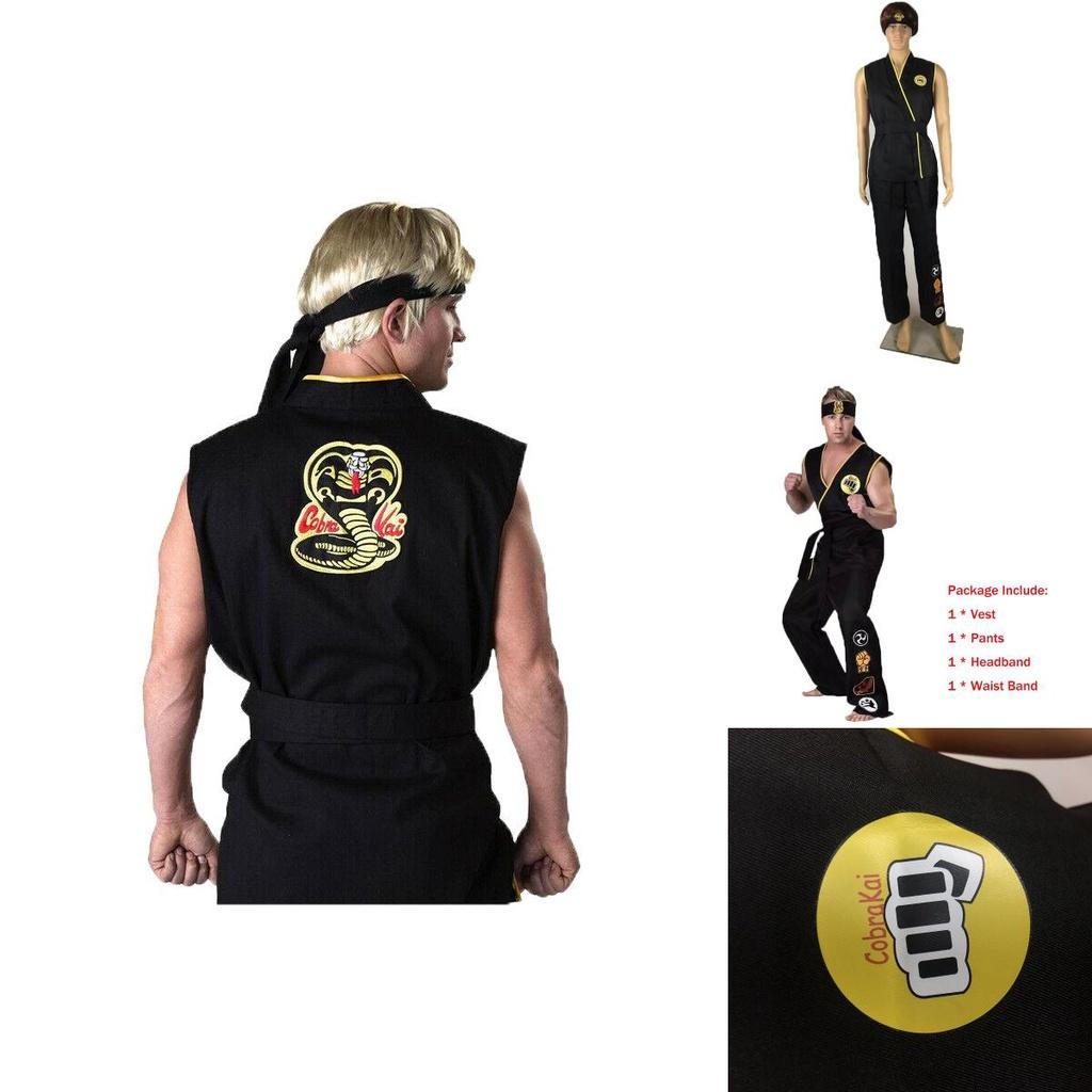 Authentic Cobra Kai The Karate Kid Saga Halloween Cosplay Costumes Taekwondo Party Set